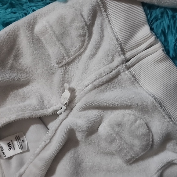Carters 3m white Bear zip up sweater pants set - Picture 4 of 6